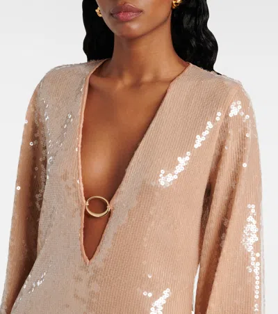 Oseree Sequined Tunic In Beige