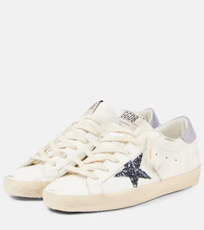 Golden Goose Sneakers Super Star White/black/wisteria In Animal Print