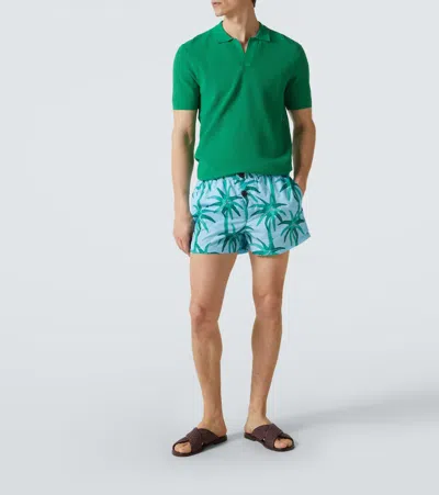 Orlebar Brown Roddy Waffle-knit Mesh Polo Shirt In Green