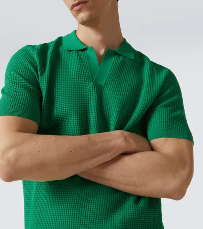 Orlebar Brown Roddy Waffle-knit Mesh Polo Shirt In Green