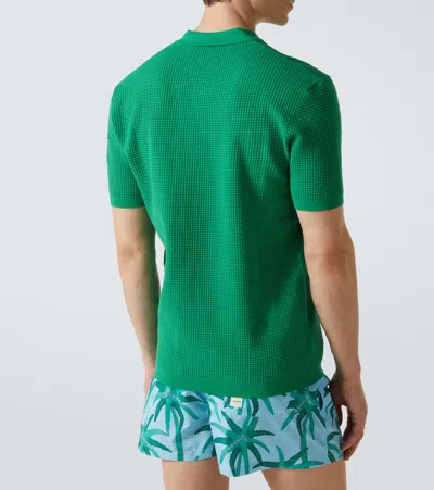 Orlebar Brown Roddy Waffle-knit Mesh Polo Shirt In Green