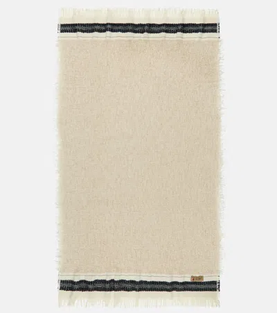 The House Of Lyria Cicatrice Fringed Wool-blend Blanket In White