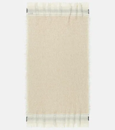The House Of Lyria Cicatrice Fringed Wool-blend Blanket In White