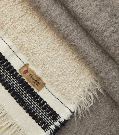 The House Of Lyria Cicatrice Fringed Wool-blend Blanket In White
