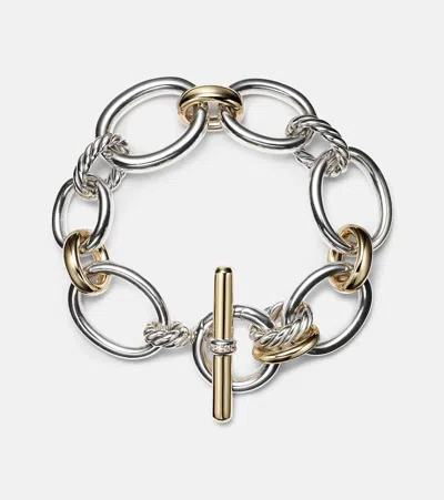David Yurman Dy Mercer 18kt Gold And Sterling Silver Chain Bracelet With Diamonds In Gold