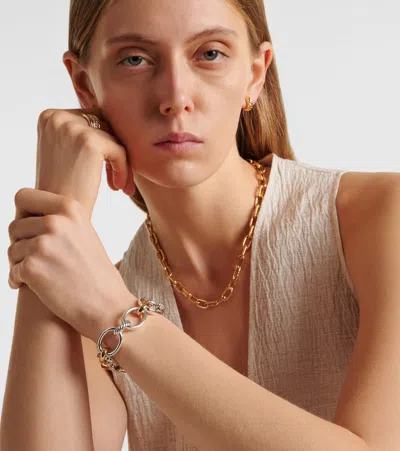 David Yurman Dy Mercer 18kt Gold And Sterling Silver Chain Bracelet With Diamonds In Gold