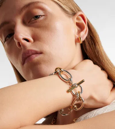 David Yurman Dy Mercer 18kt Gold And Sterling Silver Chain Bracelet With Diamonds In Gold