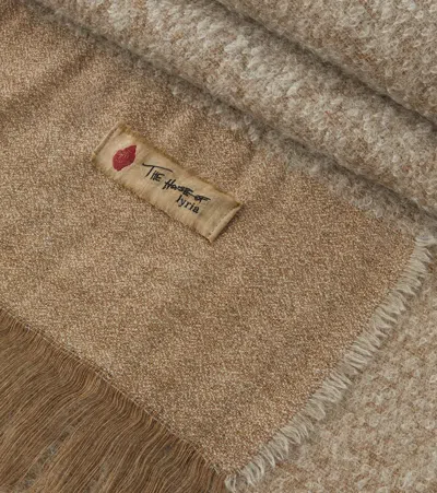 The House Of Lyria Rovere Fringed Wool And Linen-blend Blanket In Beige