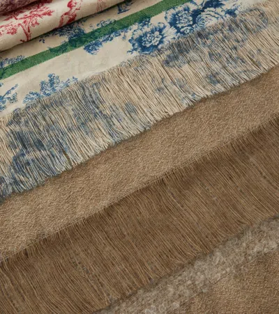 The House Of Lyria Rovere Fringed Wool And Linen-blend Blanket In Beige