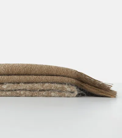 The House Of Lyria Rovere Fringed Wool And Linen-blend Blanket In Beige