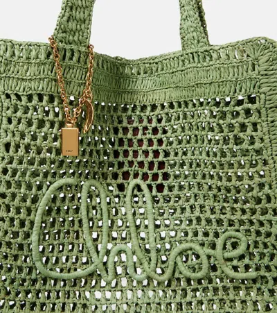 Chloé Chloe Women Green Raffia Estate Banana Shopping Bag