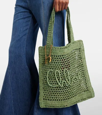 Chloé Chloe Women Green Raffia Estate Banana Shopping Bag