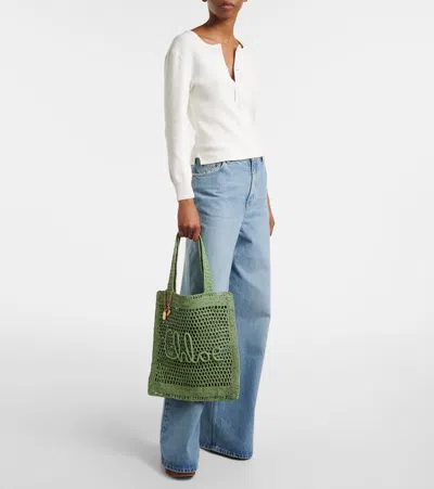 Chloé Chloe Women Green Raffia Estate Banana Shopping Bag