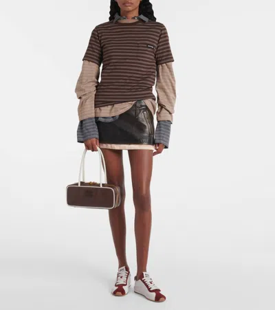 Miu Miu Leather Beau Top-handle Bag In Brown