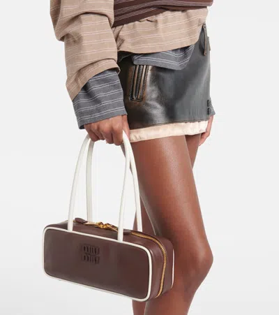 Miu Miu Leather Beau Top-handle Bag In Brown
