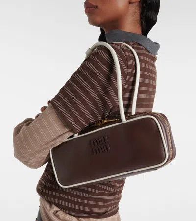 Miu Miu Leather Beau Top-handle Bag In Brown