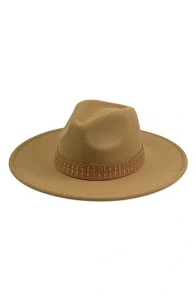 Marcus Adler Studded Band Wool Blend Panama Hat In Camel