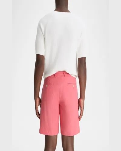 Vince Flat Front Stretch Cotton Chino Shorts In Coral Red