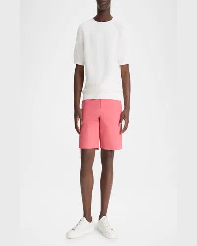Vince Flat Front Stretch Cotton Chino Shorts In Coral Red