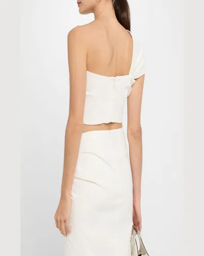 Jbq Sol Asymmetric Twist-front Top In White