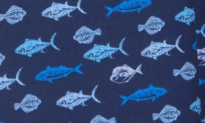 Construct Fish Short Sleeve Button-up Shirt In Navy