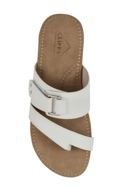 Cliffs By White Mountain Fancify Toe Loop Sandal In White Burnished Smooth
