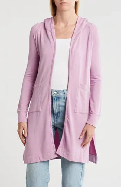 Go Couture Wrap Front Hooded Cardigan In Crocus