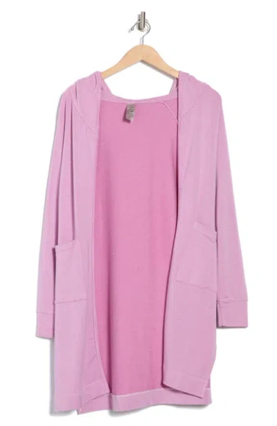 Go Couture Wrap Front Hooded Cardigan In Crocus