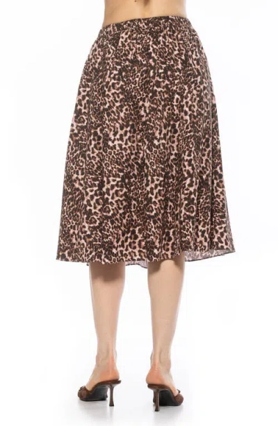 Alexia Admor Isla Flared Cotton Blend Midi Skirt In Leopard
