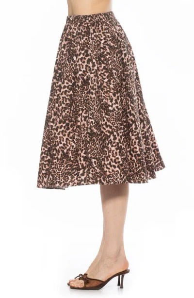 Alexia Admor Isla Flared Cotton Blend Midi Skirt In Leopard