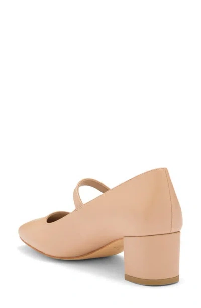 Stuart Weitzman Louise 50 Block Leather Mary Jane Pump In Golden Beige