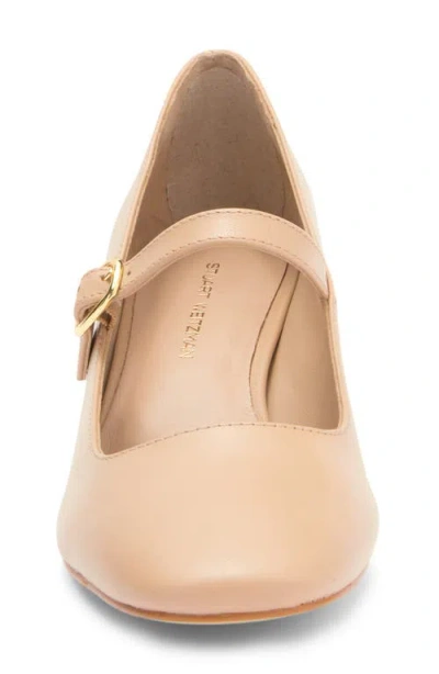 Stuart Weitzman Louise 50 Block Leather Mary Jane Pump In Golden Beige