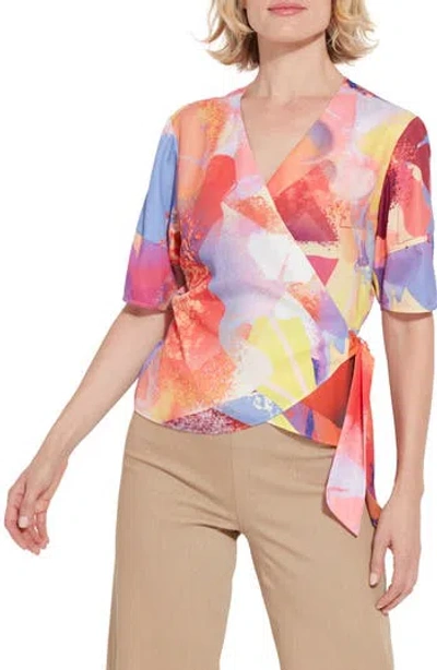 Lyssé Juno Front Tie Wrap Top In Zesty Shades In Zesty Shades