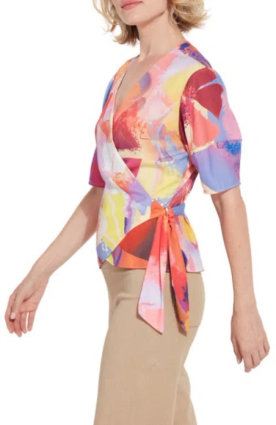 Lyssé Juno Front Tie Wrap Top In Zesty Shades In Zesty Shades