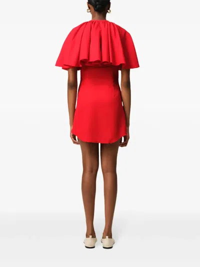 Ami Alexandre Mattiussi Red Wool Shirt Dress With Ruff Red In Poppy