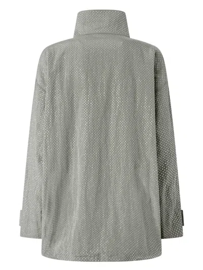 Pinko Technical Parka With Rhinestone-effect Mini Studs In Grey