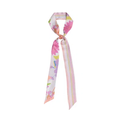 Lost Pattern Nyc Women's Pink / Purple Frida X Lost Pattern "frida's Garden" Silk Skinny Scarf - Pink In Pink/purple