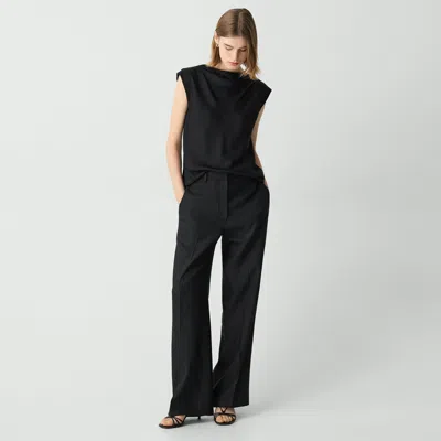 Theory Straight Pant In Linen-viscose In Black