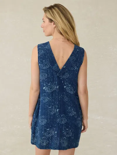 Faherty Azure Sleeveless Organic Cotton Minidress In Indigo Isle Print