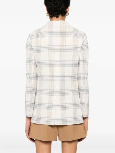 Circolo 1901 Check Pattern Double-breasted Cotton Jacket In Nude