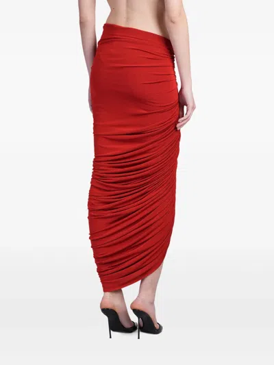 Magda Butrym Draped Viscose Blend Jersey Long Skirt In Rot