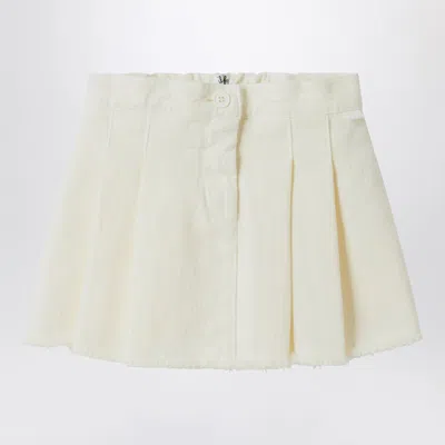 Il Gufo White Milk Skirt In Denim In White