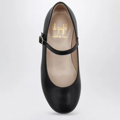 Il Gufo Blue Ballet Flats In Leather With Strap In Blue