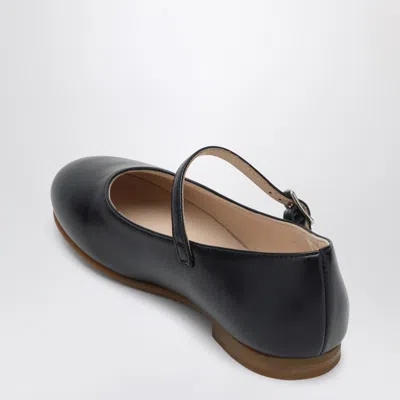 Il Gufo Blue Ballet Flats In Leather With Strap In Blue