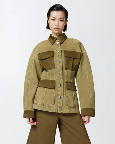Pinko Field Jacket With Pockets In Four-leaf Clover Green