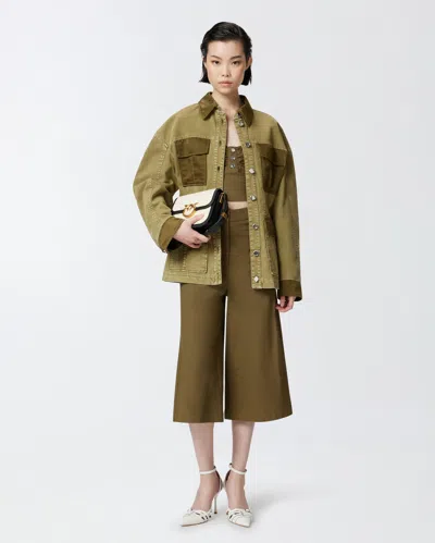 Pinko Field Jacket With Pockets In Four-leaf Clover Green
