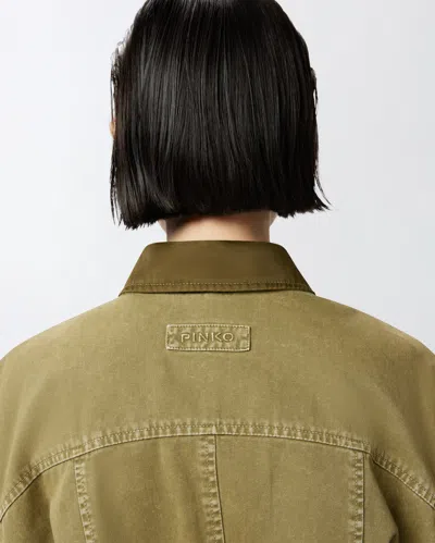 Pinko Field Jacket With Pockets In Four-leaf Clover Green