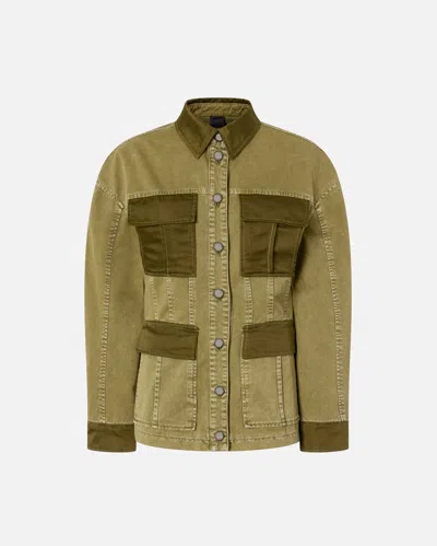 Pinko Field Jacket With Pockets In Four-leaf Clover Green