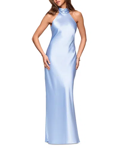 Aqua Sleeveless Satin Gown - Exclusive In Light Blue