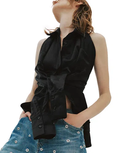 A.w.a.k.e. A. W.a. K.e. Mode Deconstructed Halter Shirt In Black